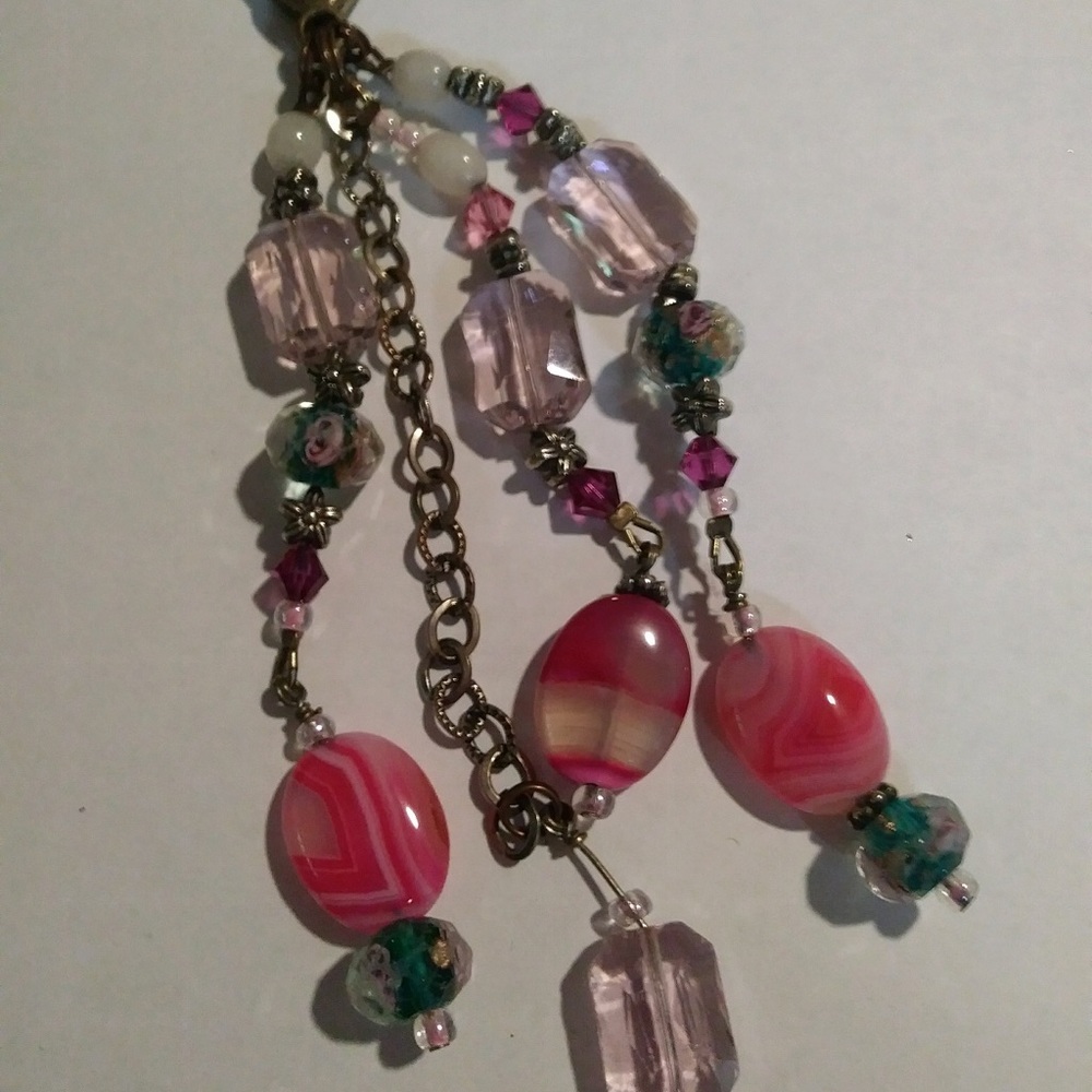 pink beaded keychain